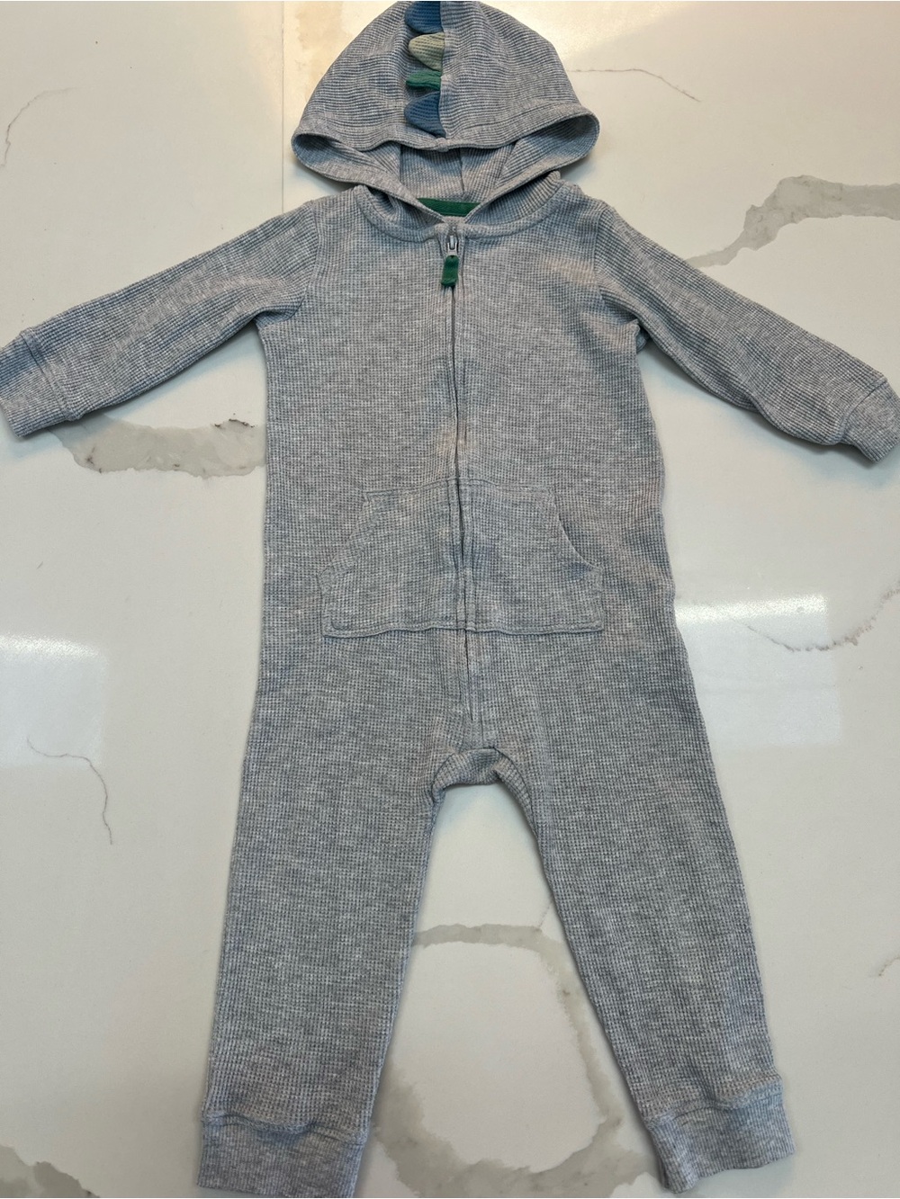 Carter's Light Gray Ribbed Hooded One-Piece Bodysuit